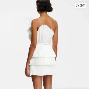 Acler WHITE PLEATED ABBOTSFORD MINI DRESS